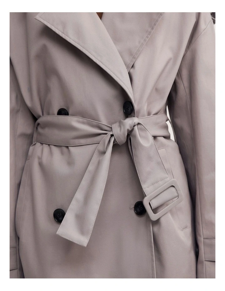 Belted Trench Coat in Pale Grey image 4