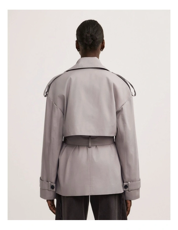 Belted Trench Coat in Pale Grey image 5