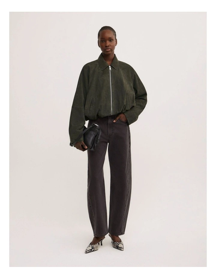 Suede Bubble Jacket in Deep Sage image 2