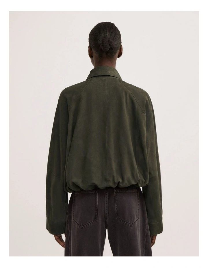 Suede Bubble Jacket in Deep Sage image 4