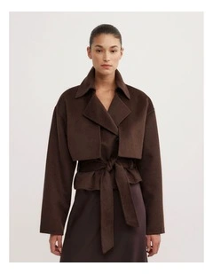 Cropped Trench Coat in Cocoa Marle