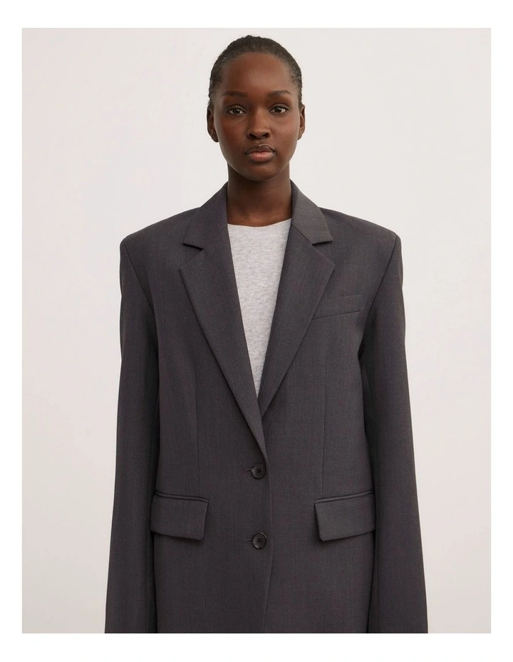 Longline Blazer in Charcoal image 3