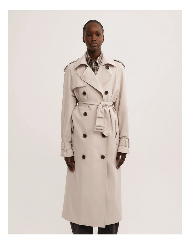 Longline Trench Coat in Light Oak image 2
