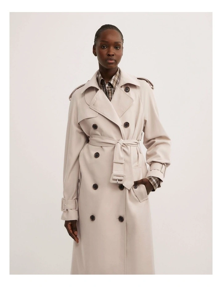 Longline Trench Coat in Light Oak image 3