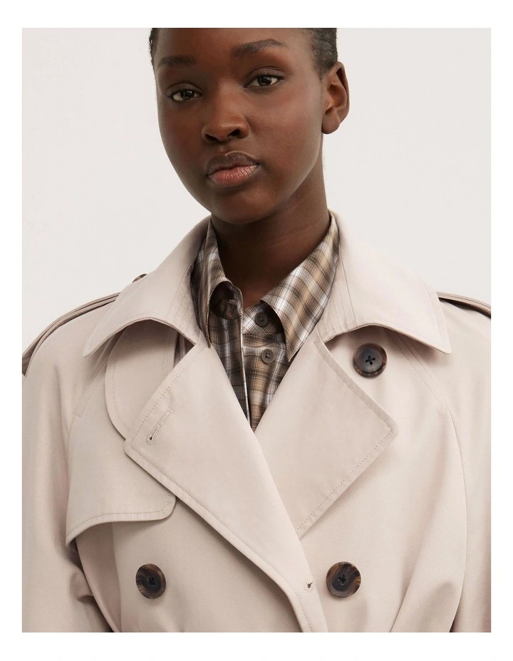 Longline Trench Coat in Light Oak image 4