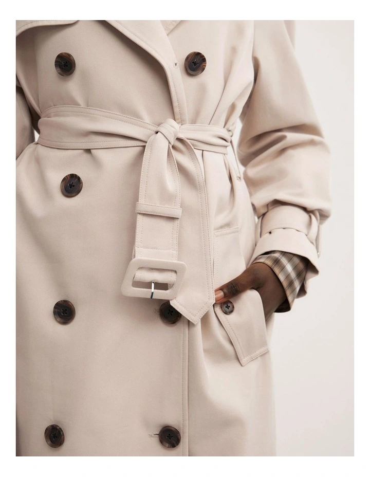 Longline Trench Coat in Light Oak image 5