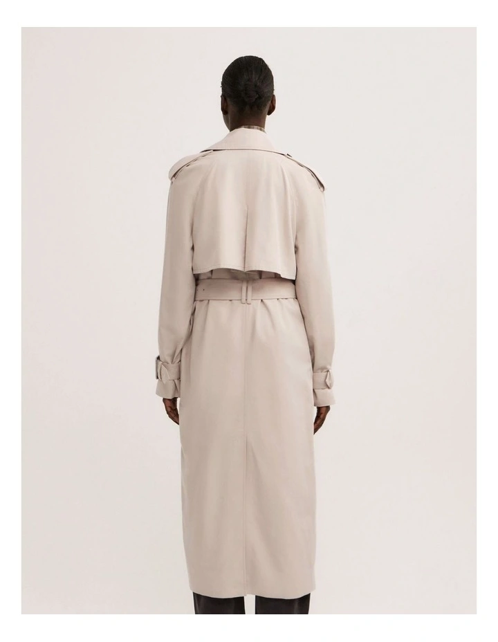 Longline Trench Coat in Light Oak image 6