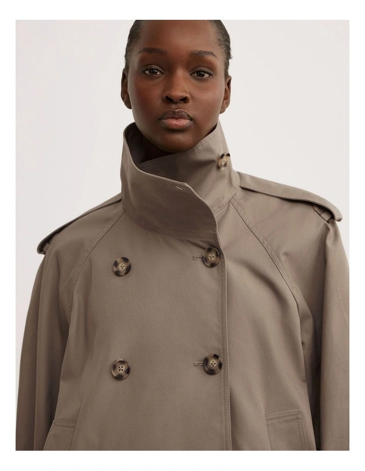 Funnel Neck Trench Coat in Sage image 3