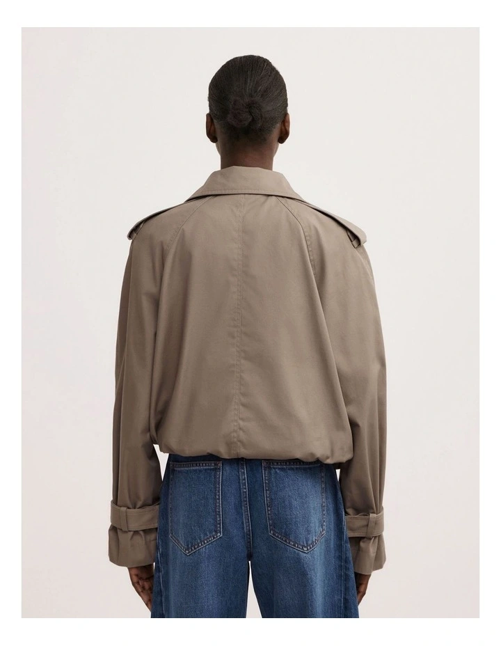 Funnel Neck Trench Coat in Sage image 4