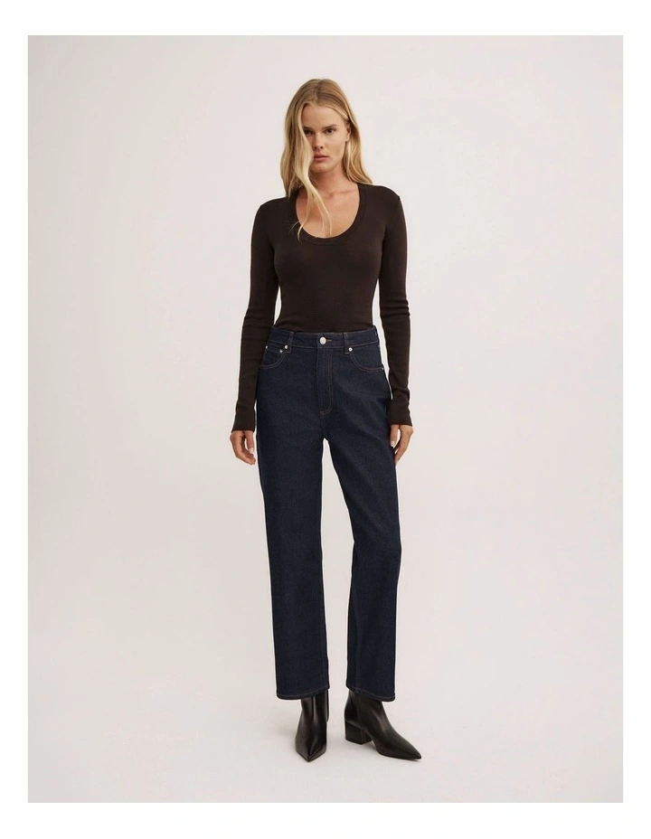 Straight Crop Jeans in Raw Denim image 1