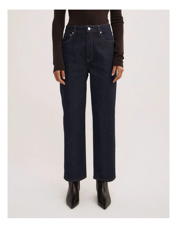 Straight Crop Jeans in Raw Denim image 2