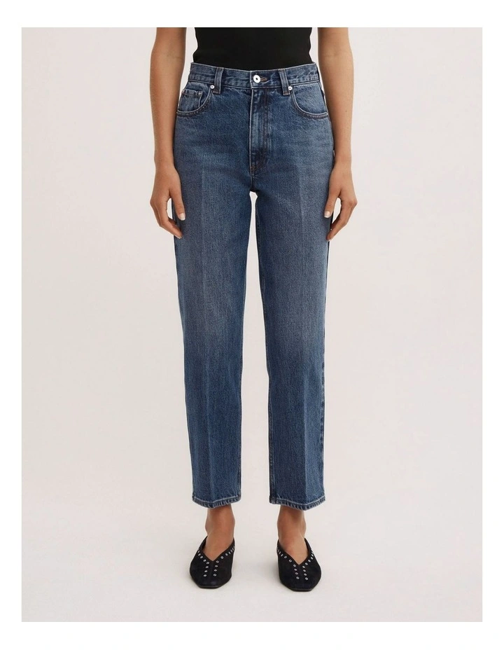 Crease Front Crop Jeans in Sorrento Blue image 2