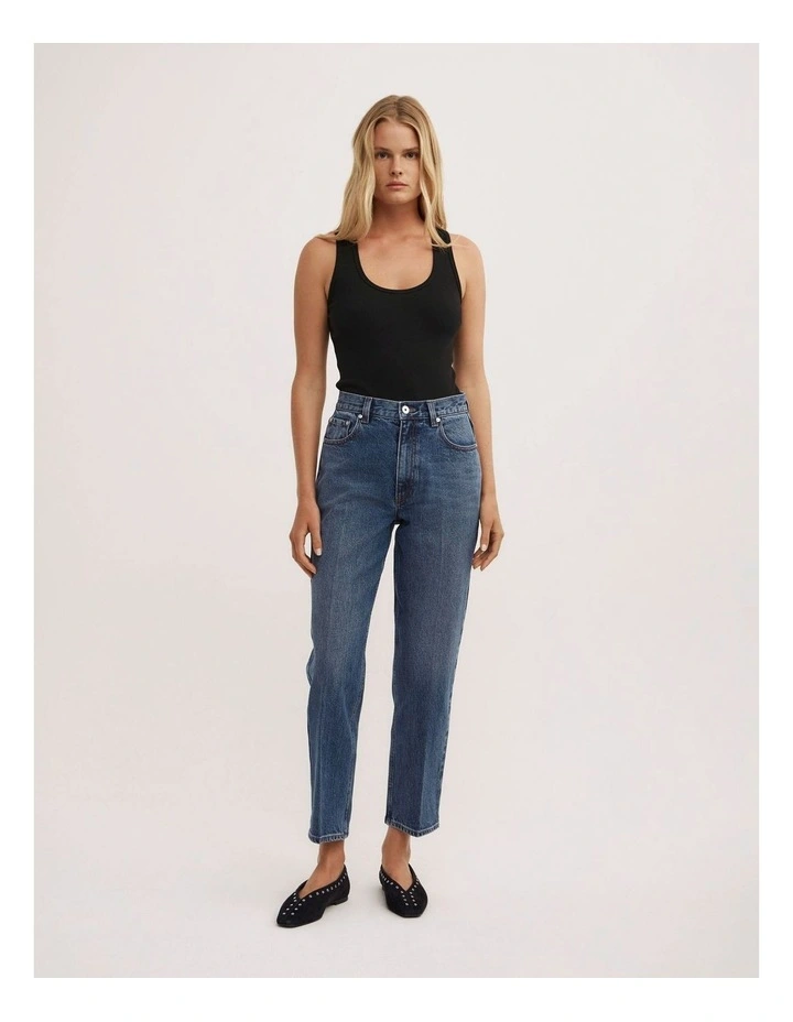 Crease Front Crop Jeans in Sorrento Blue image 3
