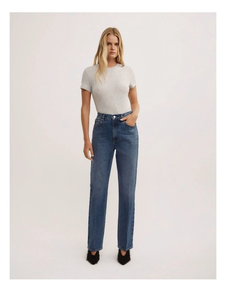 Crease Front Straight Jeans in Sorrento Blue image 3