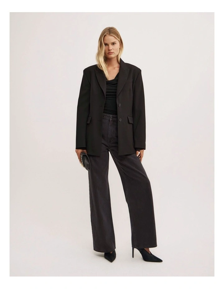 Wide Leg Jeans in Washed Black image 3