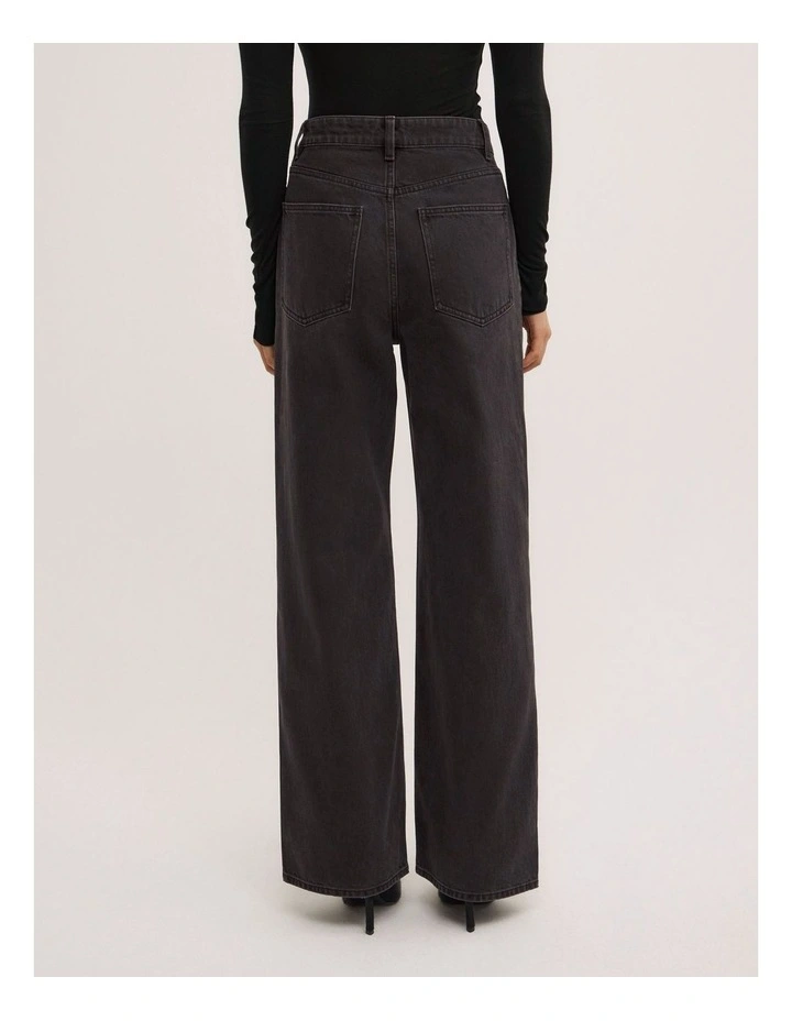Wide Leg Jeans in Washed Black image 5