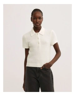Fluffy Polo T-shirt in Vanilla