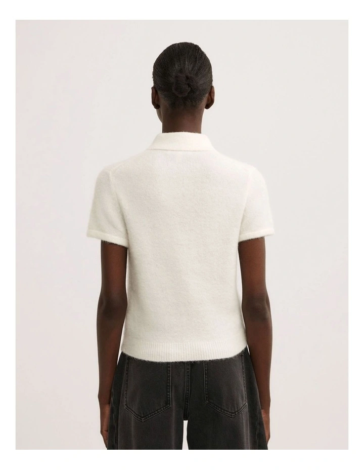 Fluffy Polo T-shirt in Vanilla image 4