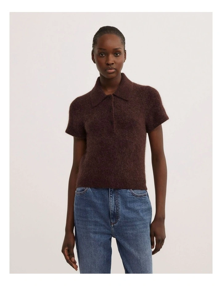 Fluffy Polo T-shirt in Espresso image 1