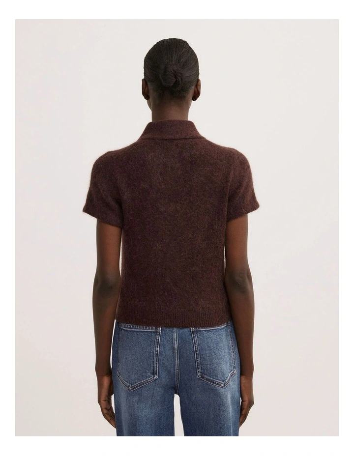 Fluffy Polo T-shirt in Espresso image 5