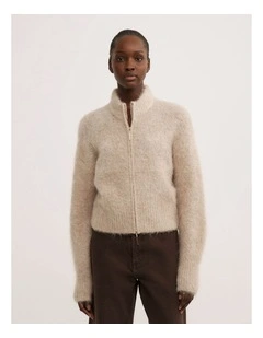 Fluffy Funnel Bomber in Truffle Marle