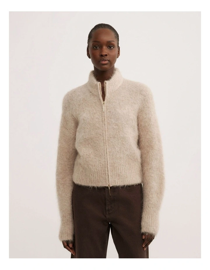 Fluffy Funnel Bomber in Truffle Marle image 1