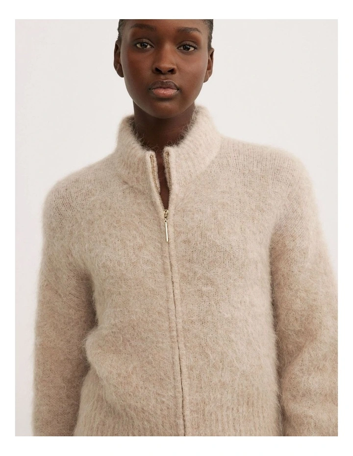 Fluffy Funnel Bomber in Truffle Marle image 3