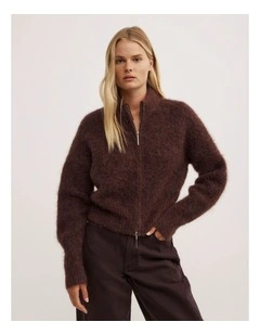 Fluffy Funnel Bomber in Espresso Marle