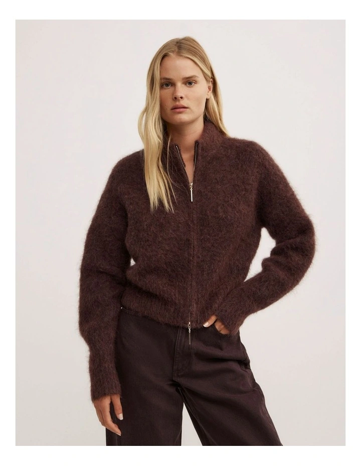 Fluffy Funnel Bomber in Espresso Marle image 1