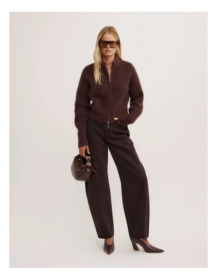 Fluffy Funnel Bomber in Espresso Marle image 2