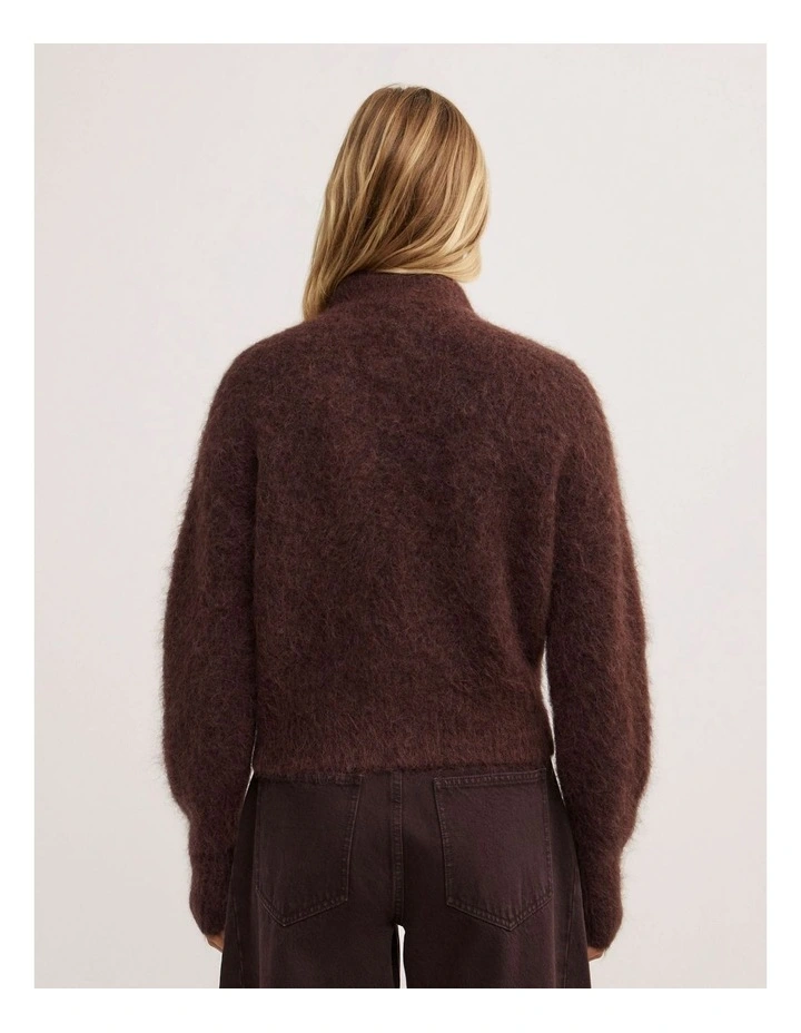 Fluffy Funnel Bomber in Espresso Marle image 5