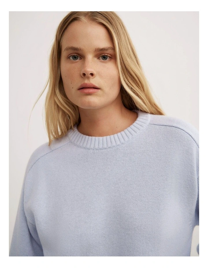 Crew Neck Knit Jumper in Pale Blue image 3