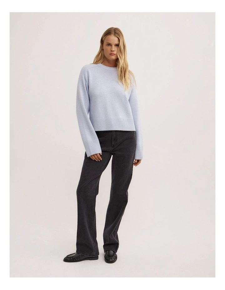 Crew Neck Knit Jumper in Pale Blue image 4