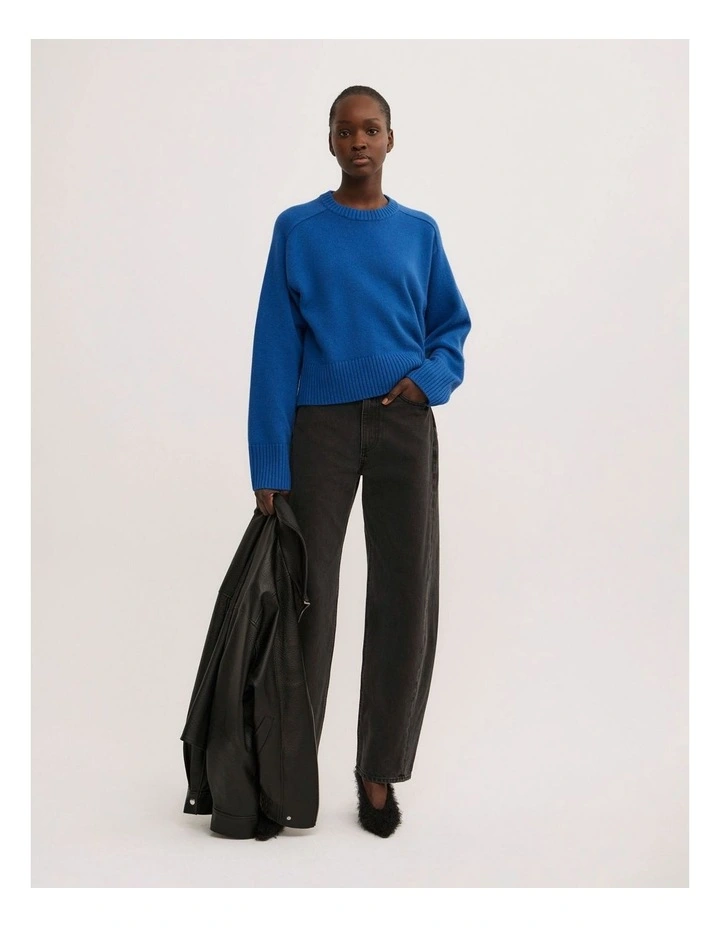 Crew Neck Knit Jumper in Cobalt image 3