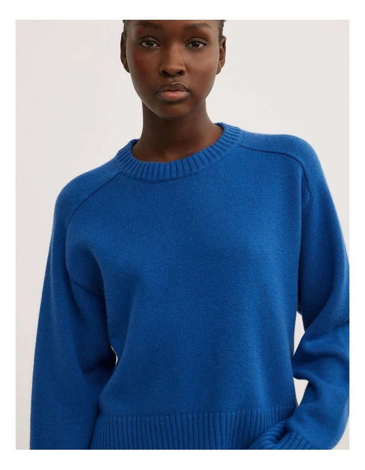 Crew Neck Knit Jumper in Cobalt image 4
