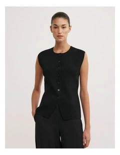 Compact Knit Vest in Black