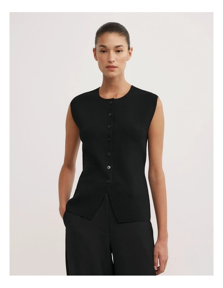 Compact Knit Vest in Black image 1