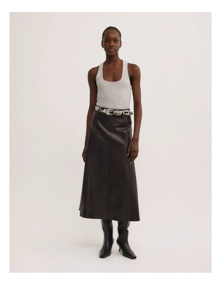 Knit Rib Tank Top in Light Grey Marle image 2