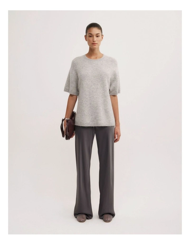 Oversized Fluffy T-shirt in Light Grey Marle image 2