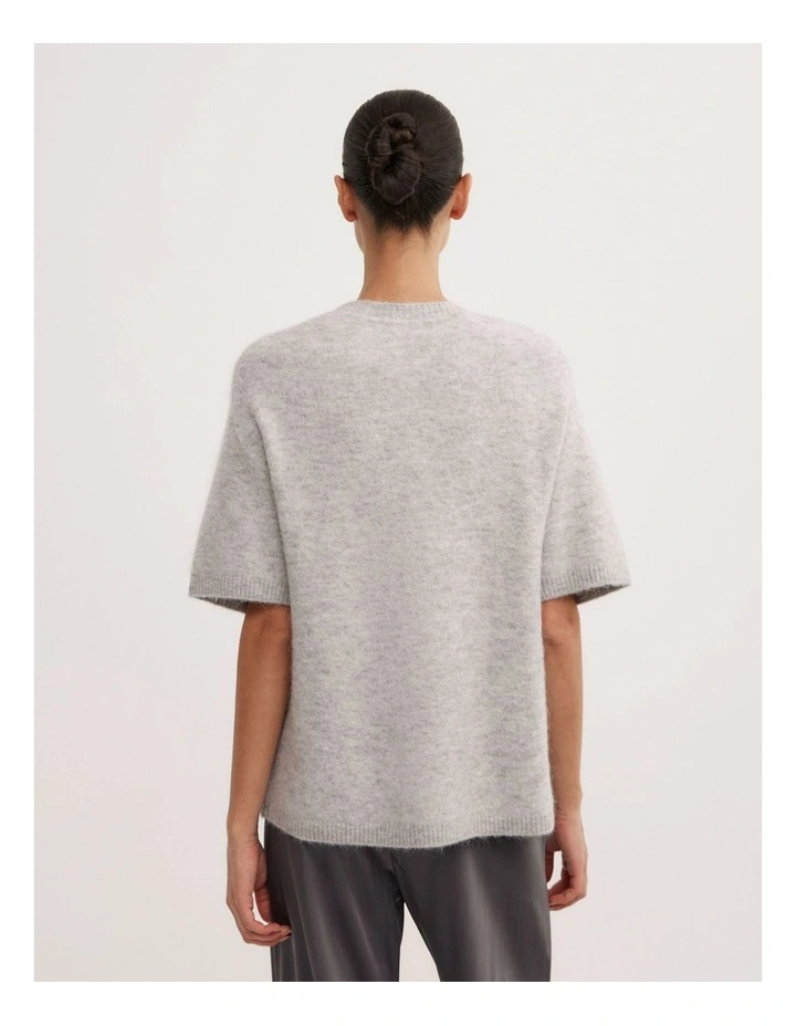 Oversized Fluffy T-shirt in Light Grey Marle image 4