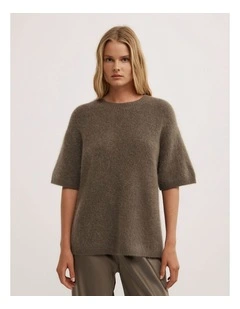 Oversized Fluffy T-shirt in Deep Sage