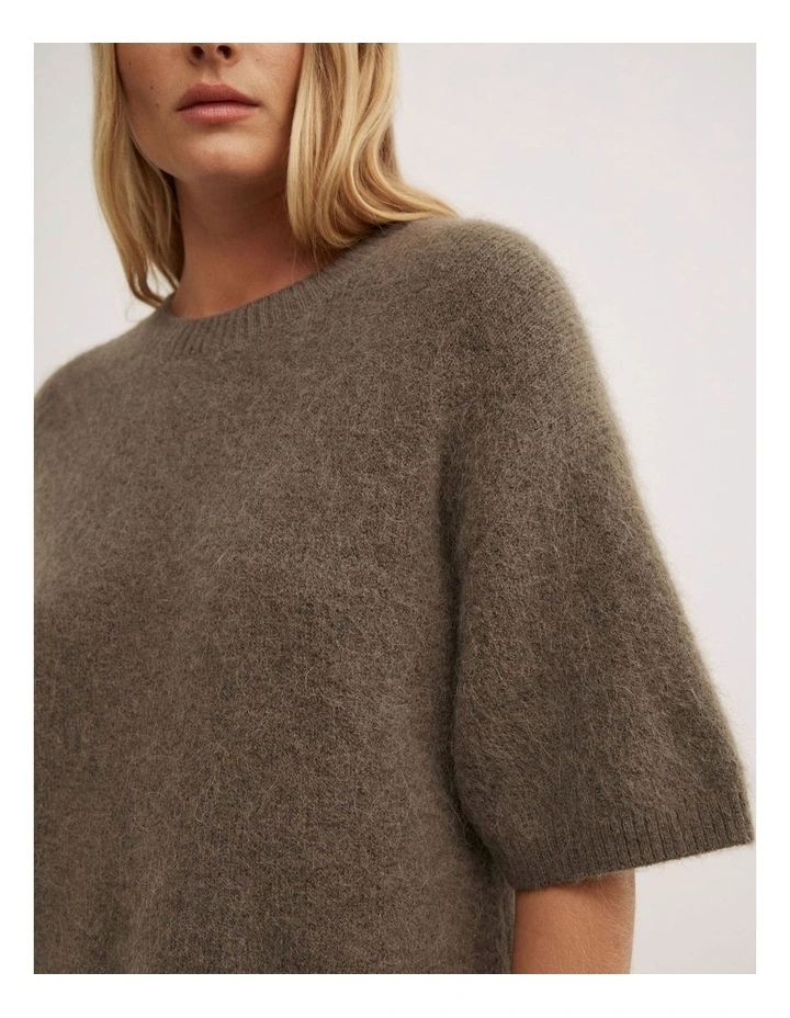 Oversized Fluffy T-shirt in Deep Sage image 3