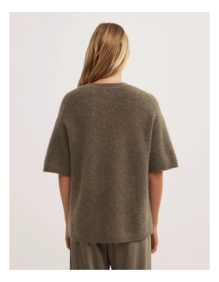 Oversized Fluffy T-shirt in Deep Sage image 4