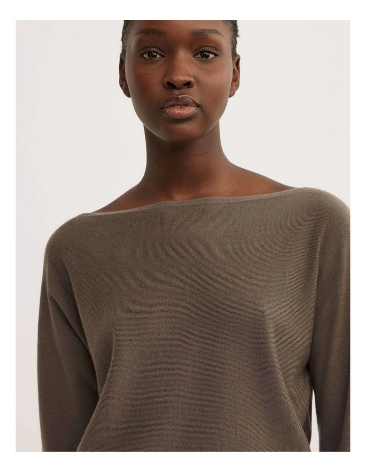 Merino Boat Neck Knit Top in Deep Sage image 3