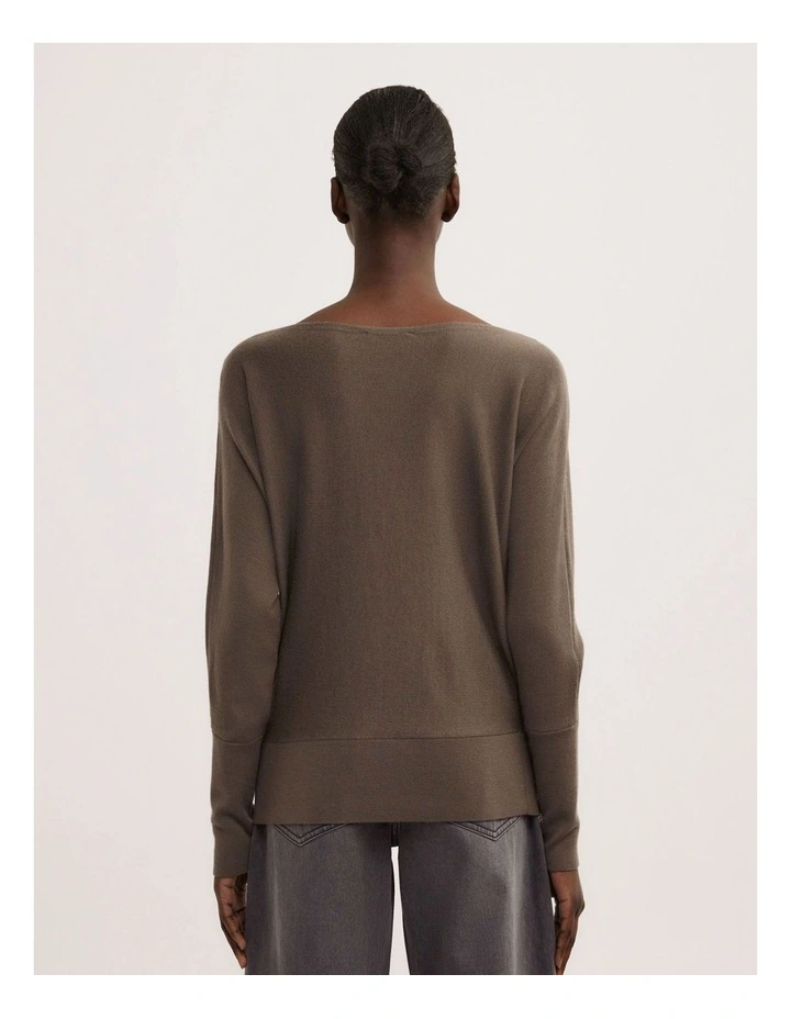 Merino Boat Neck Knit Top in Deep Sage image 4