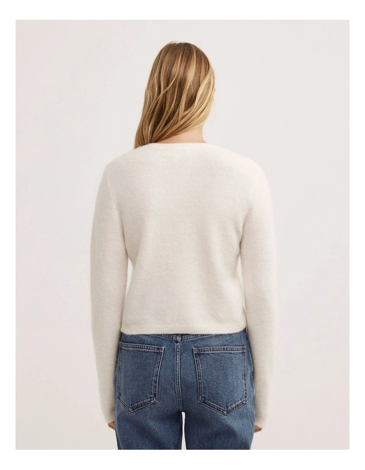 Fluffy Button Cardigan in Vanilla image 4