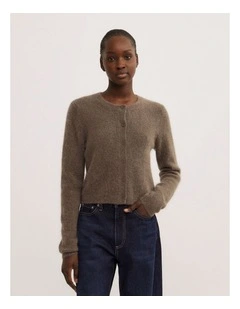 Fluffy Button Cardigan in Deep Sage