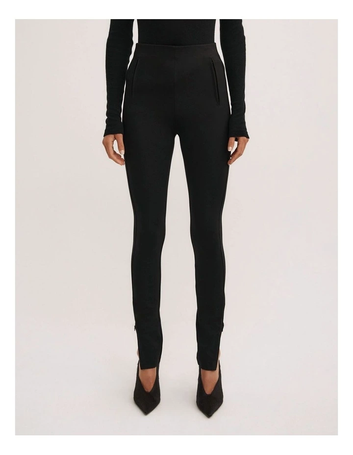 Zip Ponte Leggings in Black image 2