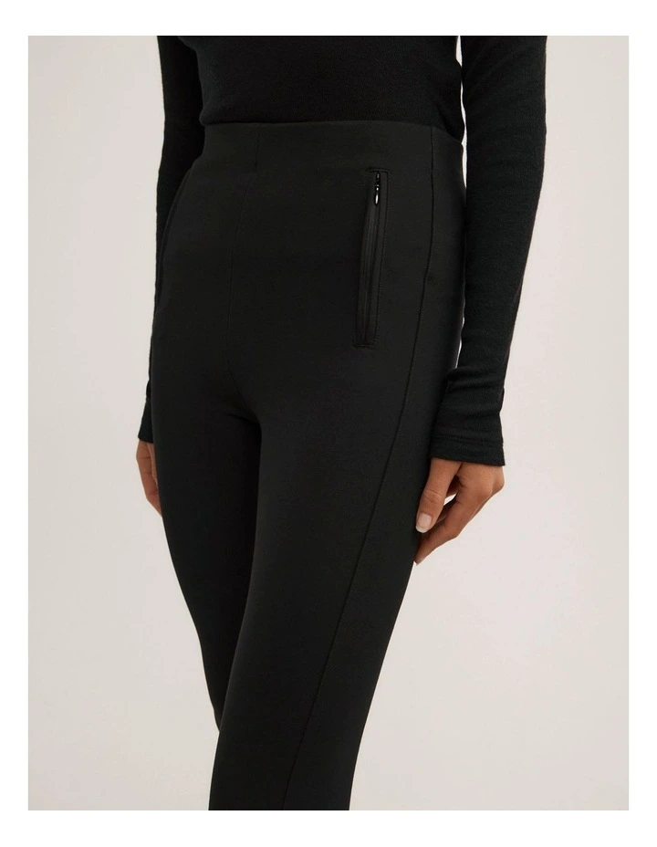 Zip Ponte Leggings in Black image 3