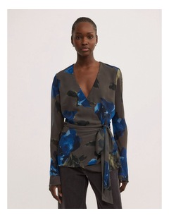 Witchery Sheer Wrap Shirt in Multicolour Floral
